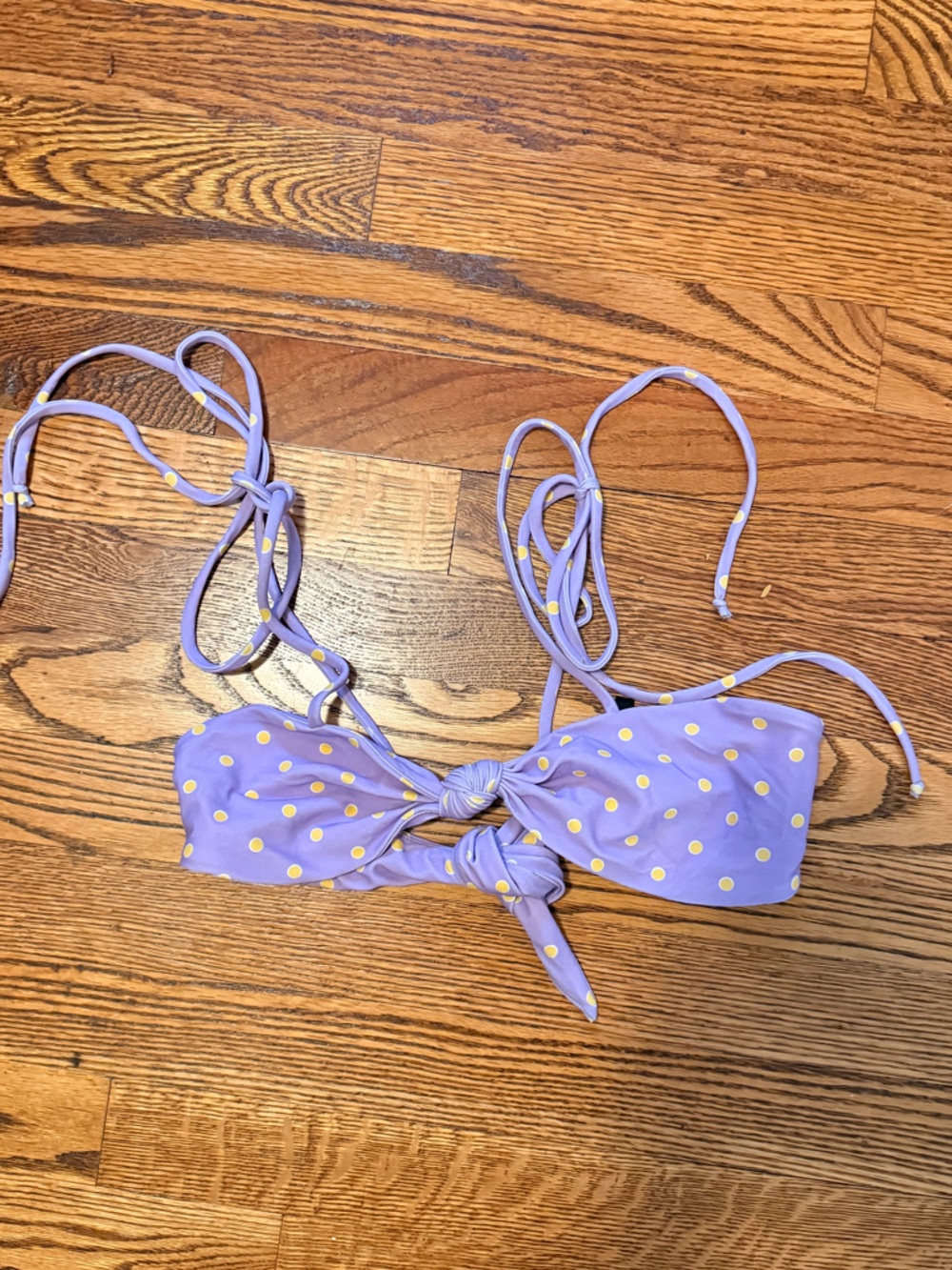 For Love And Lemons Lavender Polka Dot Tie-Front Bikini Swim Top | XS